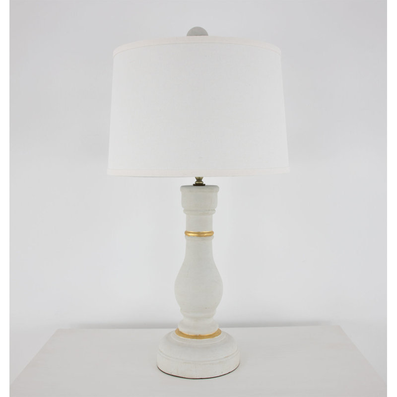 Winnie Table Lamp, Soft Light French Gray/Gold Leaf, White