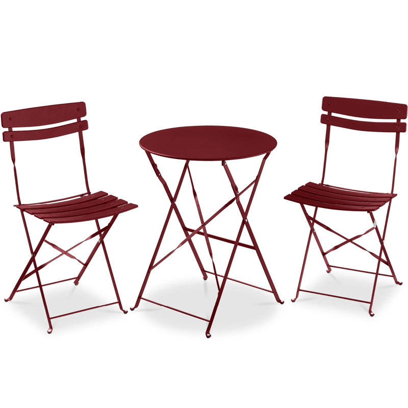 Folding Patio Bistro Set, Burgundy