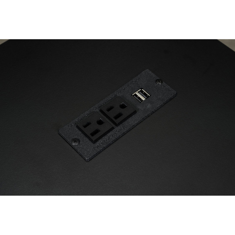 Lit mezzanine en métal noir avec rangement spacieux, garde-robe ouverte et conduit pour un environnement de travail relaxant