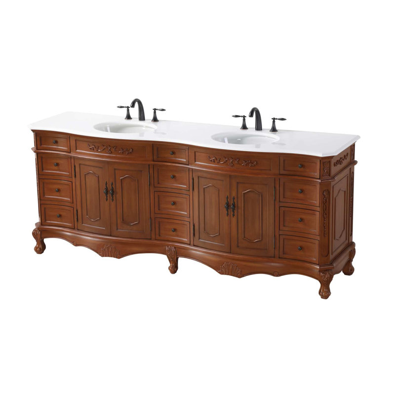Meuble-lavabo double 84 po en teck, Teck