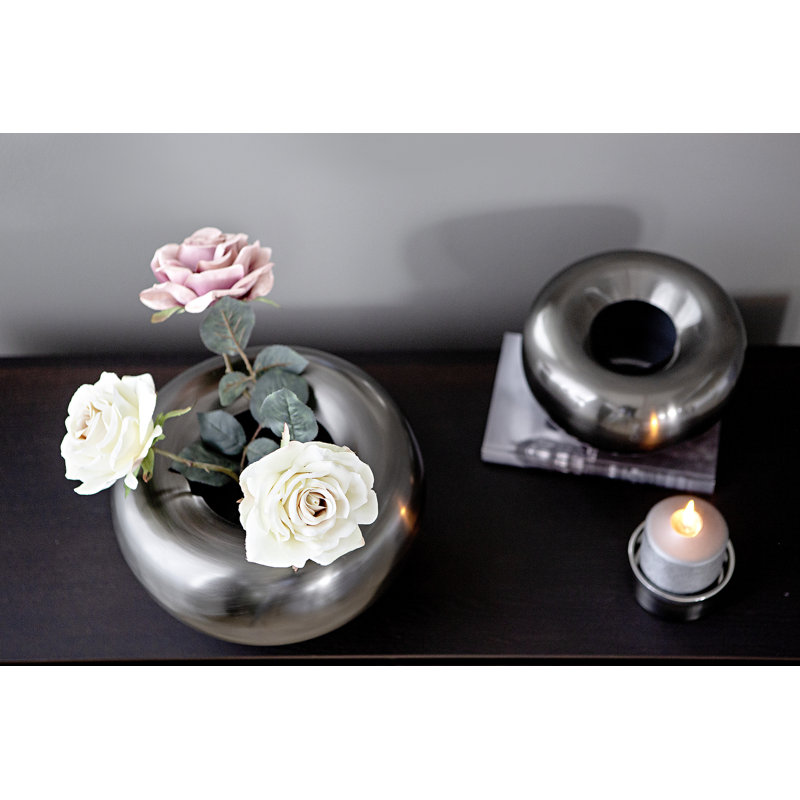 Venus Handmade Stainless Steel Table Vase, 19cm H x 30cm W x 30cm D, Grey