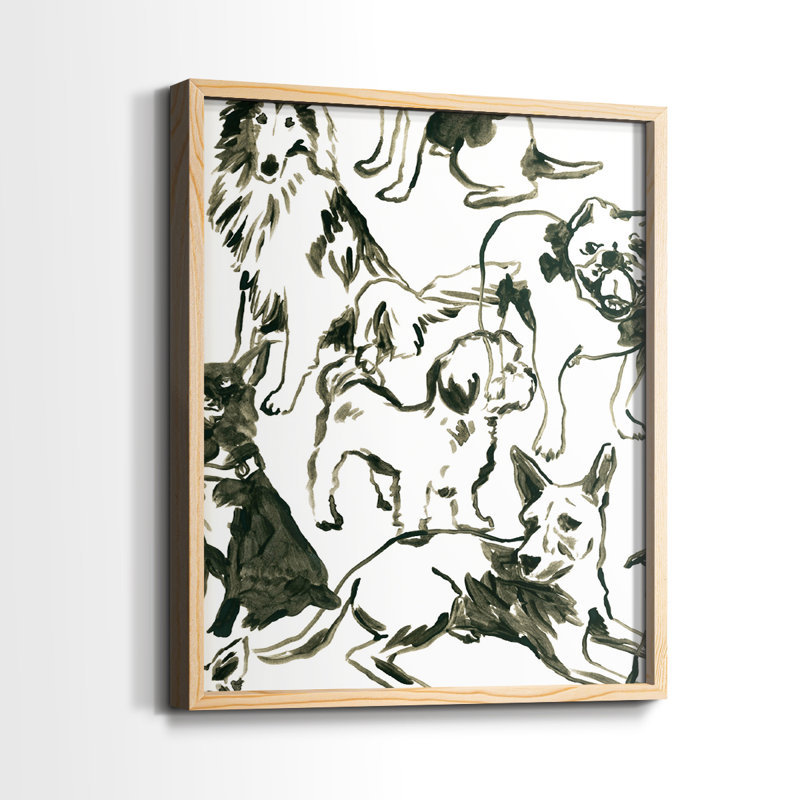 Impression encadrée Canine Collage I-Premium - prête à être accrochée - aucun clou requis - aucun clou requis, Bois naturel