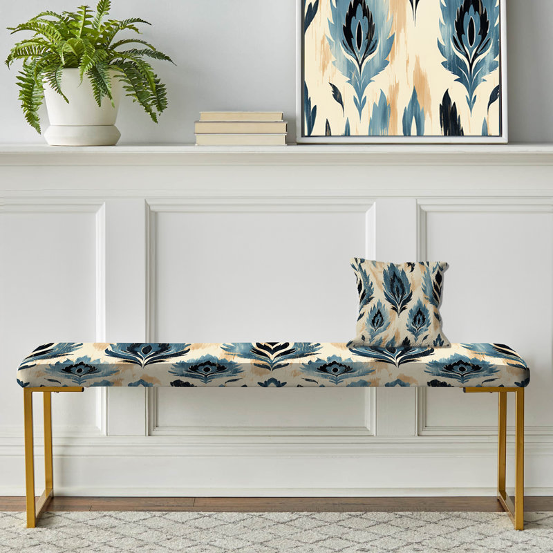 Banc bleu et beige artisanal Ikat Heritage - Ikat