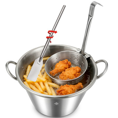Arc 41Qt Mexican Cazo Para Carnitas Set, 11.8" Fry Strainer Basket With 36" Mixing Paddle, 21" Heavy Duty Outdoor Wok Set, Great For Carnitas, Braising, Seafood Boiling (36 Inch Mixing Paddle)