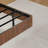 Walnut Queen Floating Bed Frame with LED Lights, Wave Curve Wood Texture, and Heavy Duty Metal Slats - No Box Spring Needed