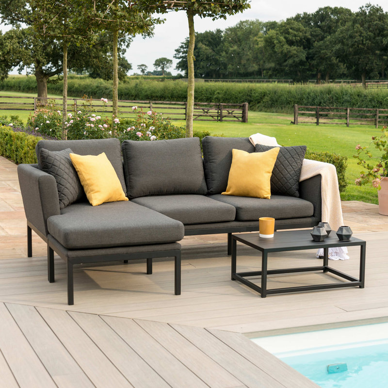 Boisdale Outdoor Fabric Chaise Sofa Set, Charcoal, Black