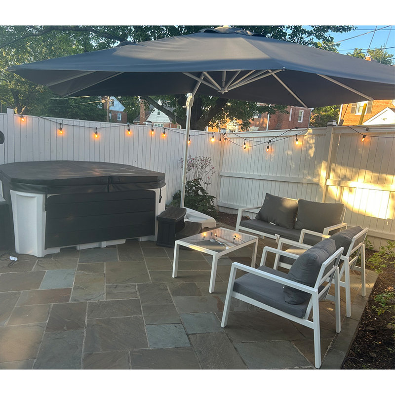 Grand parasol carré économique 108 po x 132 po Roric White Pole, H 100,32 po x l 108 po x P 138 po, Gris