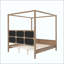 Lit plateforme à baldaquin en bois avec tête de lit tapissier, aucun sommier nécessaire-131125073-131125070