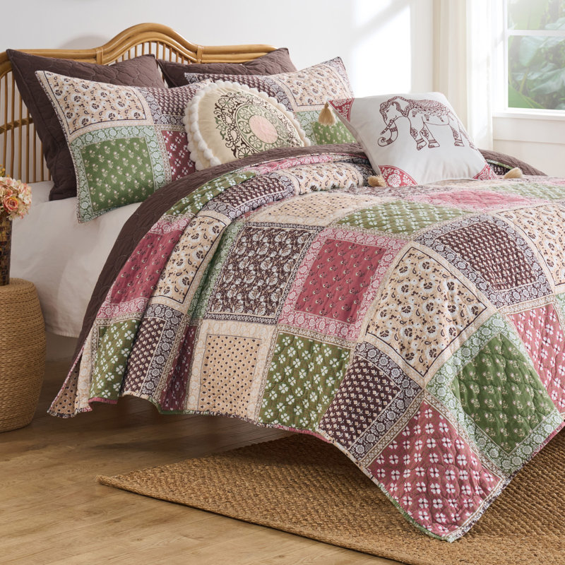 Ensemble de courtepointe Priya, Courtepointe pour lit simple + 1 taie décorative 