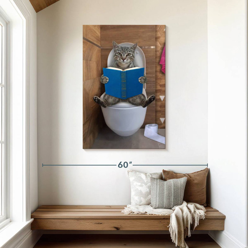 Ketti Tabby Cat Toilet Time, 45" H x 30" W