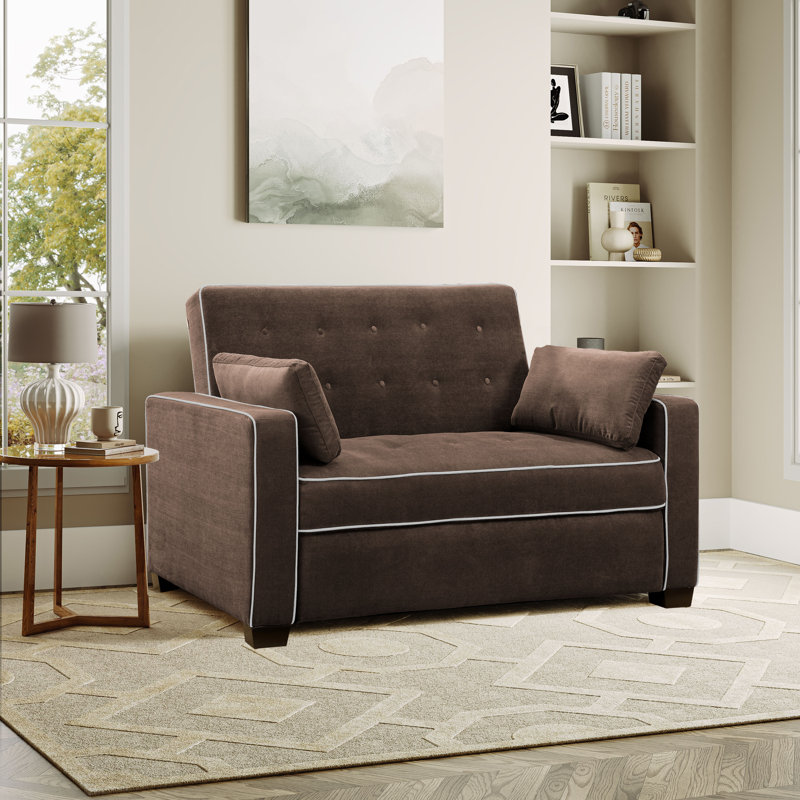Barton Upholstered 66.5'' Sofa Bed, Java Performance Twill