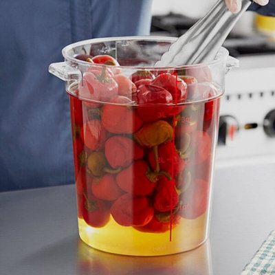 Vigor 22 Qt. Allergen-Free Clear Square Polycarbonate Food Storage Container With Purple Lid – BPA-Free, NSF Listed, Durable