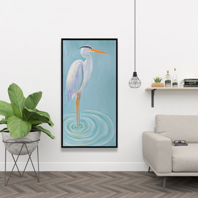 Great blue heron - 24"x48" Framed canvas