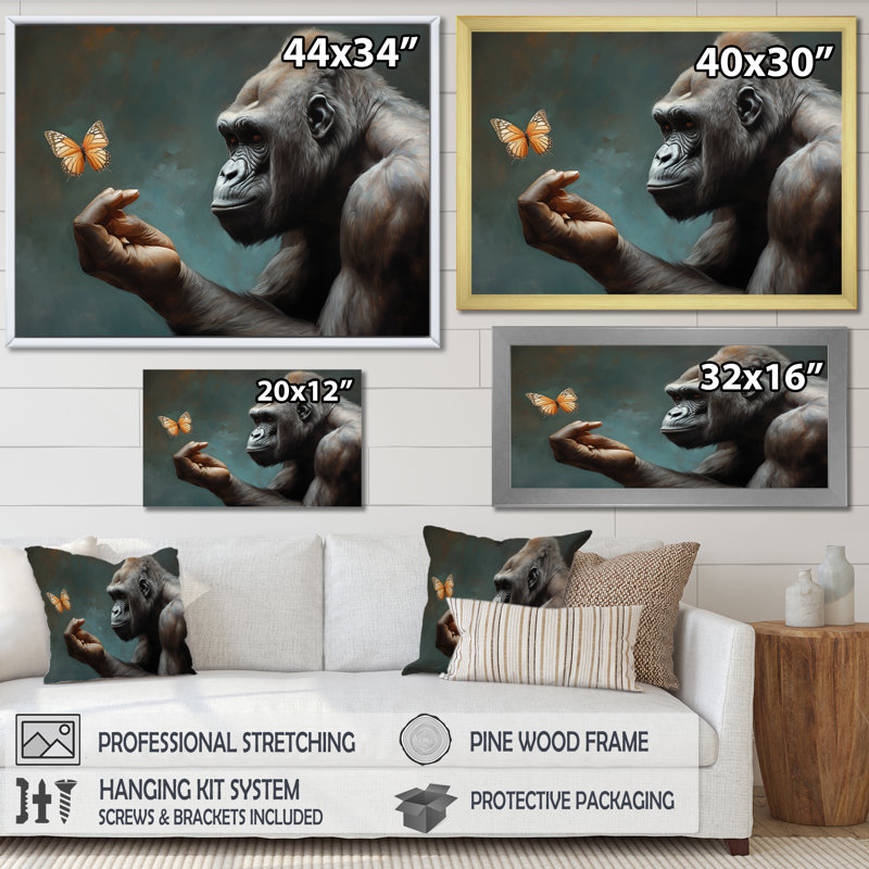 «Gorillas Gentle Touch», impression sur toile, H 34 po x l 44 po x P 1,5 po, Toile tendue