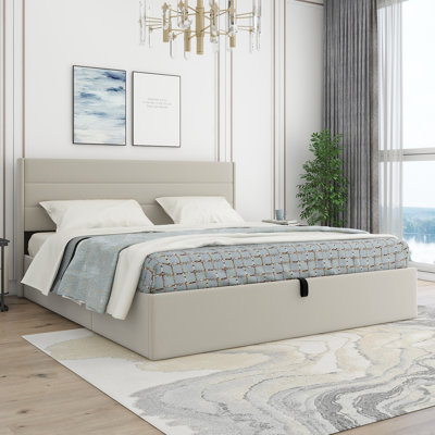 Denicolais Hydraulic Lift Up Upholstered Storage Bed with Wingback Headboard