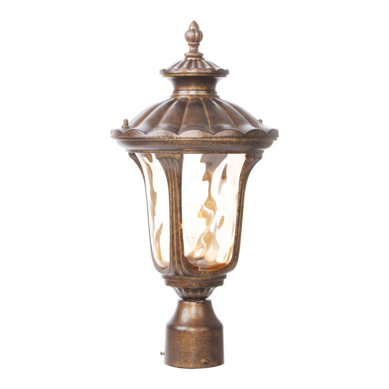Luminaire suspendu pour poteau d'extérieur 1 lumière avec abat-jour en verre ambré, H 19 po x l 9,50 po x P 9,50 po