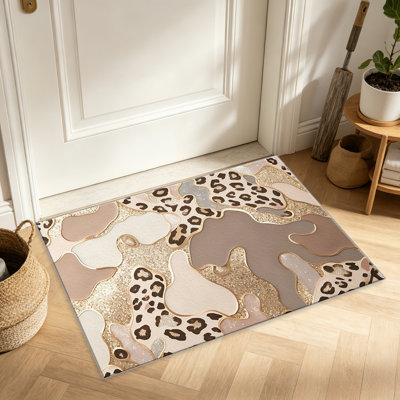 Beige Taupe Leopard Print carpet-easy to clean, machine-washable, soft and comfortable; suitable for door mats, kitchens, living rooms, bedrooms, corridors, and laundry areas. Easy to clean, durable carpet for home decoration.