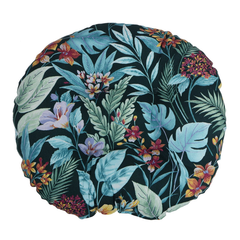 Outdoor 4'' Ottoman Seat Cushion, Blue/Green Floral
