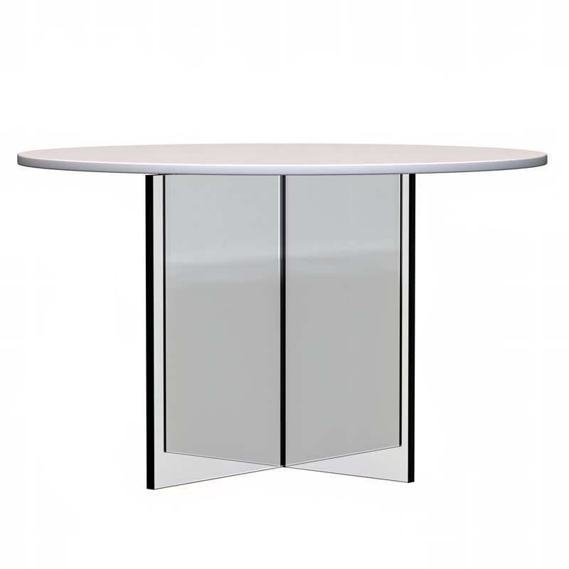 Table basse ronde en bois aggloméré Ballyclug, H 16,06 po x L 27,5 po x l 27,5 po, Blanc