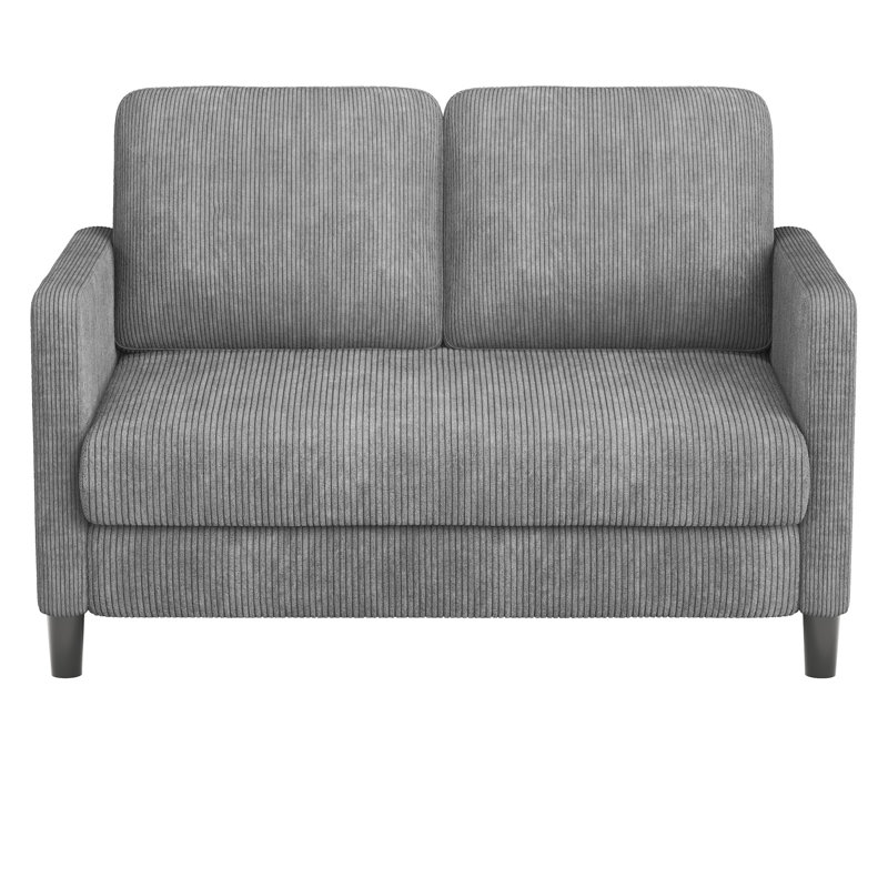 Small 2 Seat 48" Corduroy Sofa, Comfy Sofa Couch W 2 Seater Corduroy Loveseat, Grey