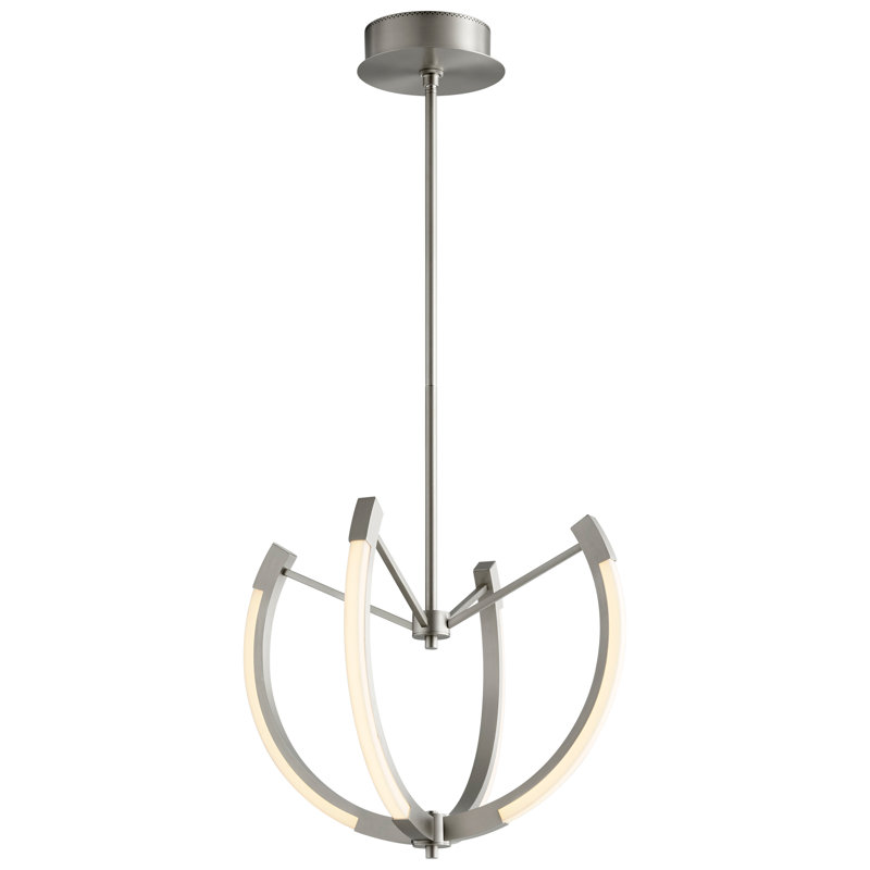 Lustre géométrique unique à 4 lumières Arends, H 33 po x l 21 po x P 21 po, Nickel satiné