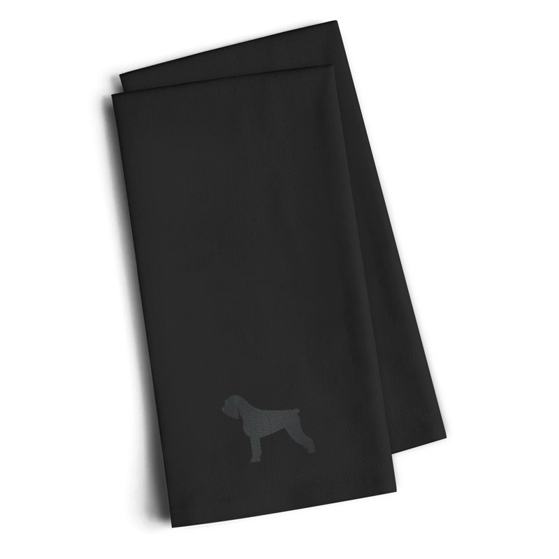 Serviette de cuisine à thé brodé schnauzer géant, Noir, H 25 po x l 16 po x P 0,1 po