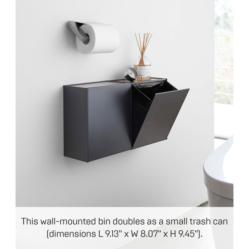 Black Wall-Mounted Plastic Storage and Trash Bin