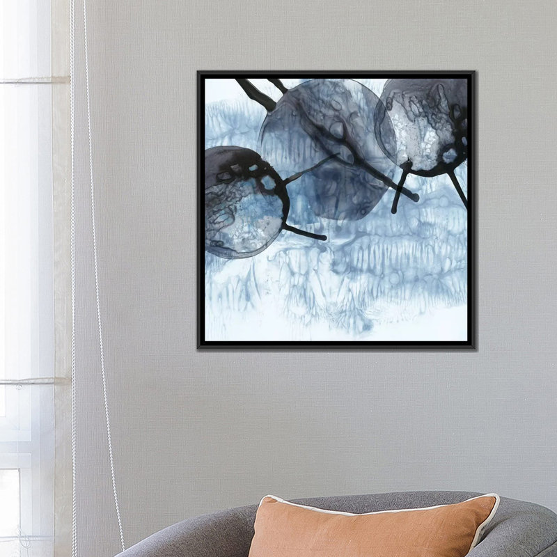 « dégoulinant cercles iii », reproduction sur toile, H 18 po x l 18 po x P 1,5 po, Toile avec cadre noir