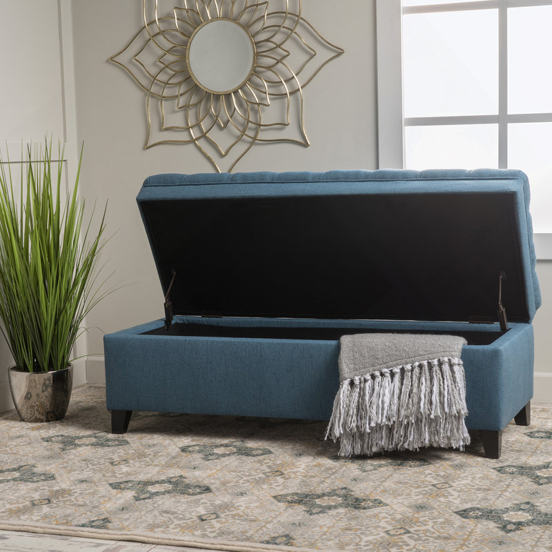 Modern storage ottoman, Faux Leather, Teal