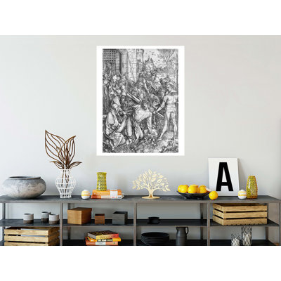 Le transport de la croix (gravure sur bois) (photo noir et blanc) par Albrecht Dürer - Estampe numérique