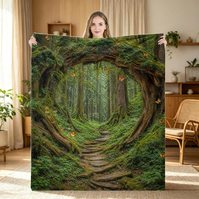Jeté Green Nature Forest, 40 x 50 po, 50" L x 40" W