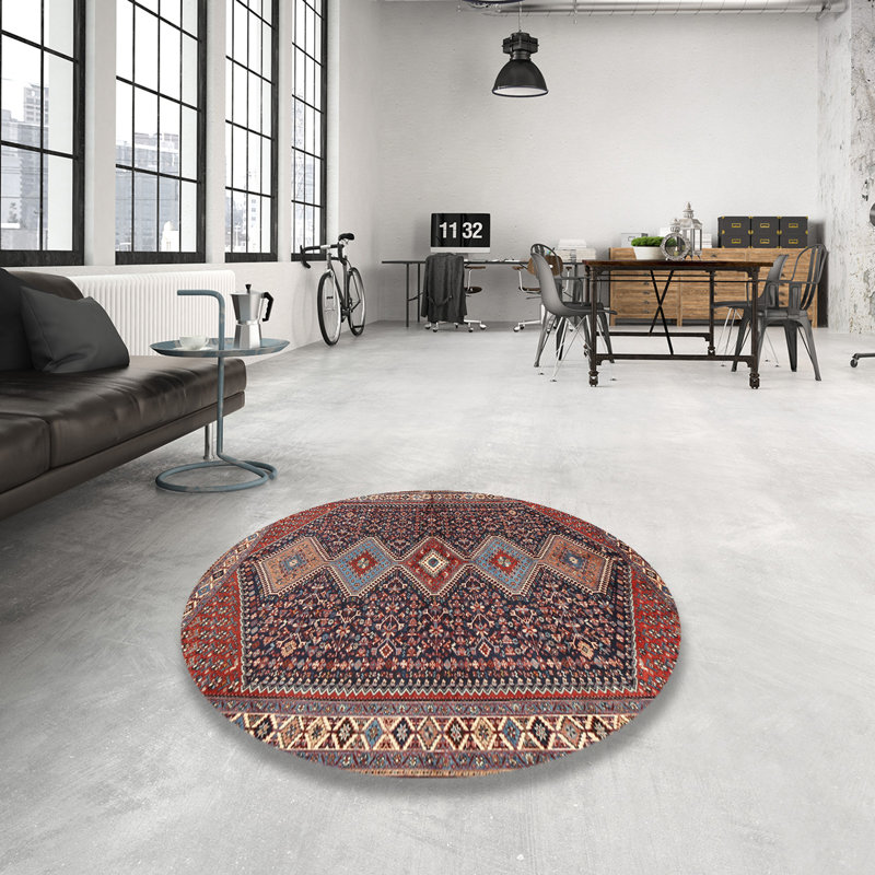 Tapis rouge / bleu marine Southwestern, Rond 4 pi