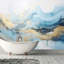 Adhésif mural bleu et doré-425527613