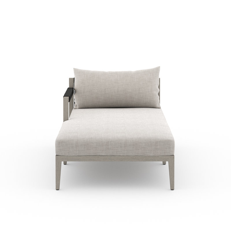 Sherwood Outdoor Teak Chaise Lounge, Washed Brown/Gray, Polyester Blend Satin