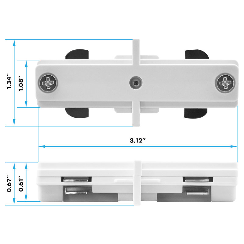 Mini-connecteur droit Luxrit H Rail Track, 120V à circuit unique, composant de distribution d'alimentation sans lumière pour rail d'éclairage de type H, blanc, paquet de 2