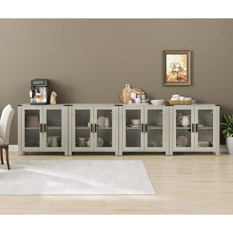 4 buffets avec tablettes réglables - rangement décoratif en bois pour la cuisine, la salle à manger, le salon et la chambre à coucher - paquet de 2