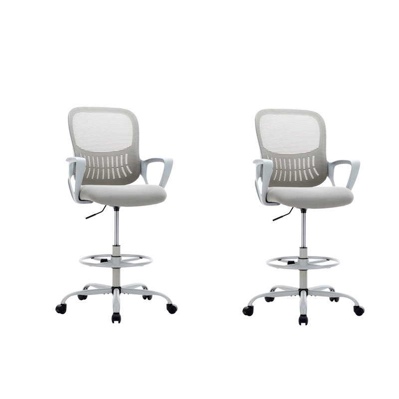 Ergonomic Drafting Chair Tall Office Chair With Adjustable Footrest Ring, Gray, Gray