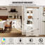 Armoire de rangement haute de style campagnard avec tablettes réglables, armoire polyvalente de 69 po avec éclairage à DEL, garde-manger 2 tiroirs et portes, blanc