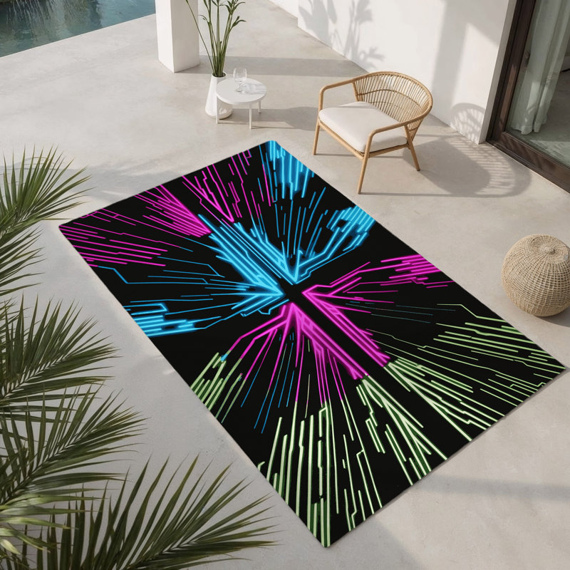 Tapis intérieur et extérieur Neon Cascade, Rectangle 1 pi 6 po x 2 pi 6 po