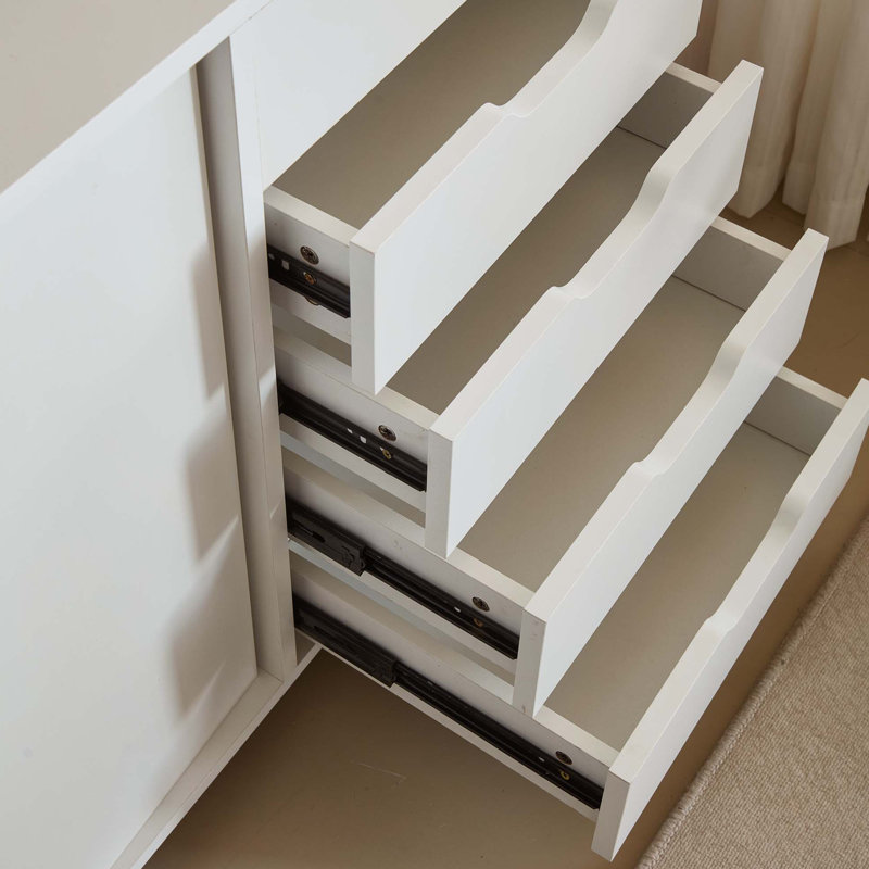 Classeur blanc avec roues universelles, support d'imprimante avec porte et tiroirs de rangement
