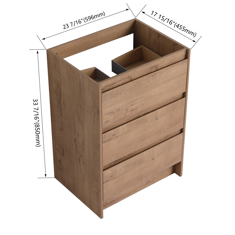 Bellmead 24'' Single Bathroom Vanity Base Only, Base Cabinet without Top