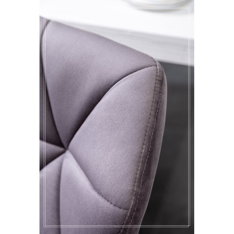Tabouret de bar Breni Velvet Diamond, Gris