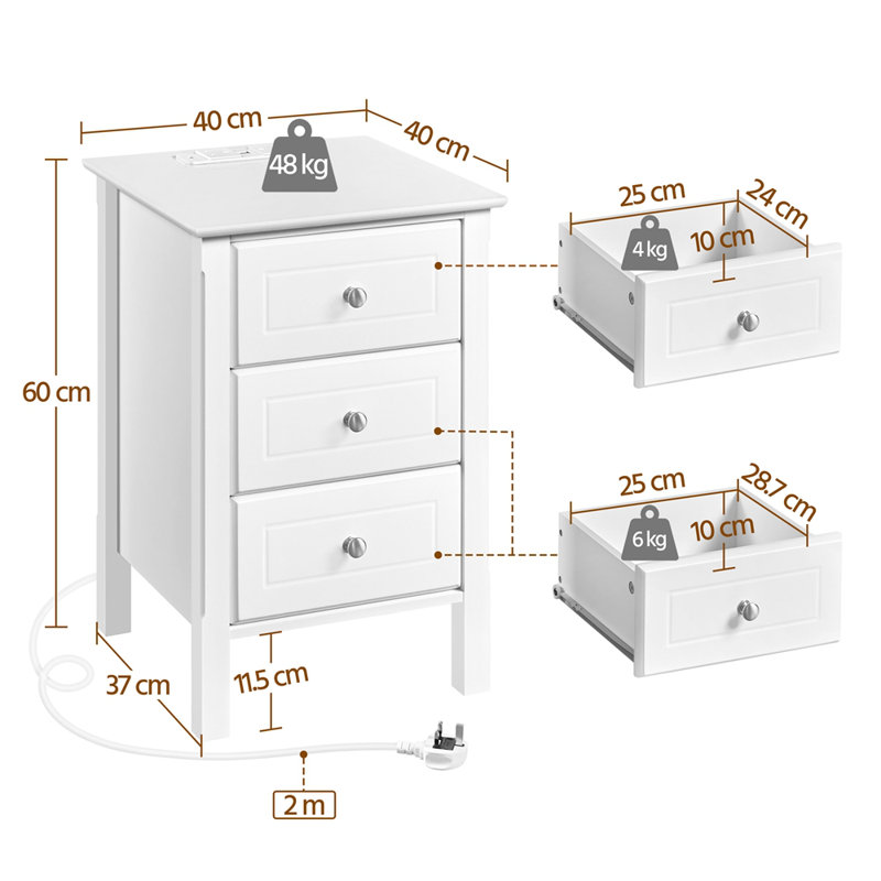 Stanislav 3 Drawer Bedside Table