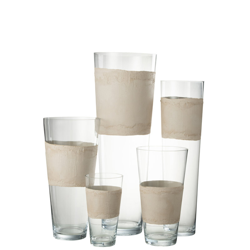 Aleja Glass Table Vase 1, 70" H x 24.5" W x 24.5" D, Beige/Transparent