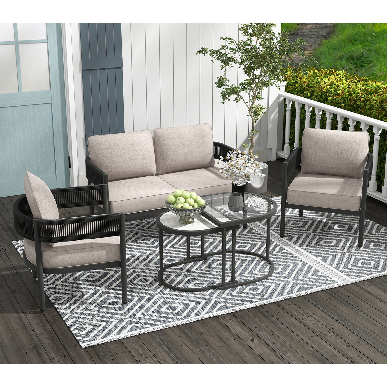 Alexandria 5 Piece Outdoor Seating Group with Cushions
