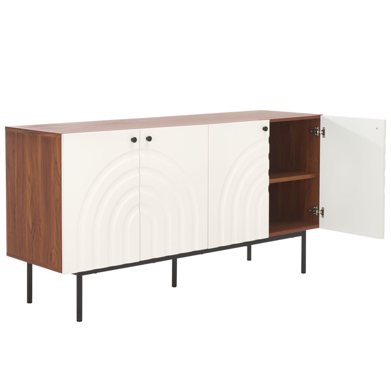 Muneet 4-Door Sideboard, Walnut/White/Black