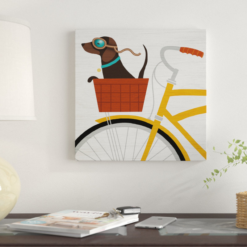 « beach bums teckel bicycle i », reproduction d’impression sur toile tendue, H 14 po x l 14 po x P 2 po