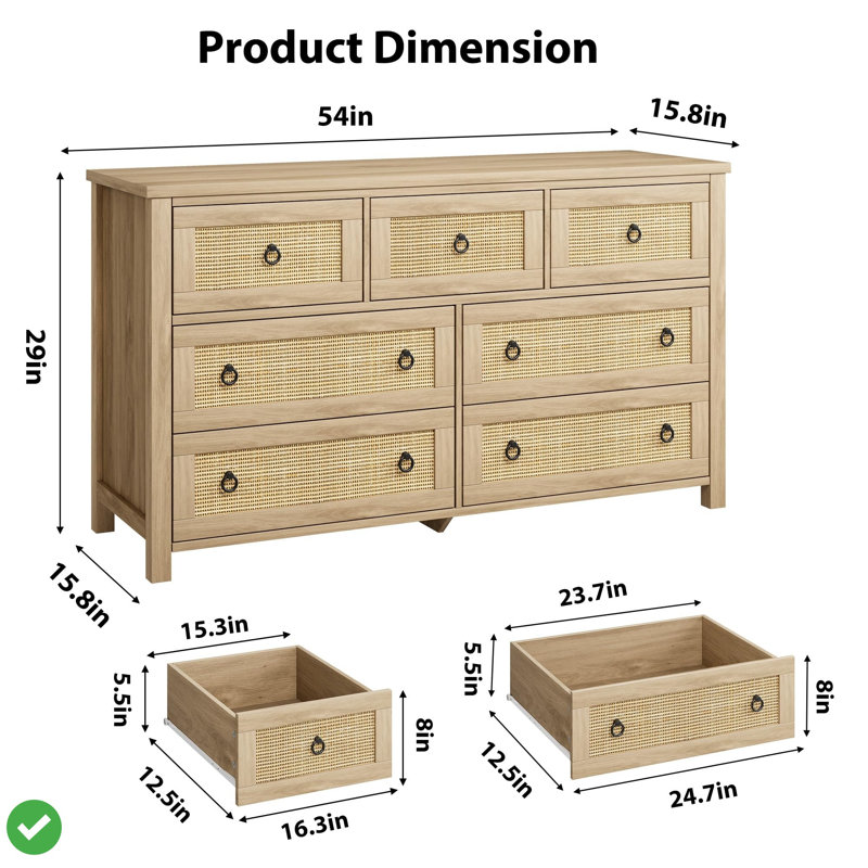 Commode Boho 6/7 tiroirs pour commode de 47 po de largeur