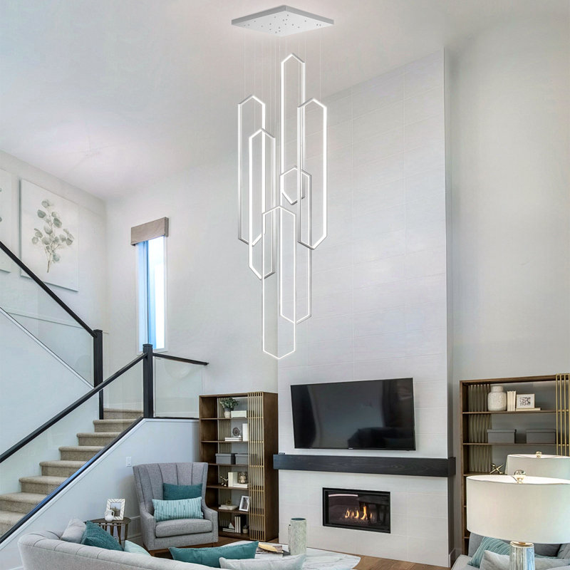 6 - Light Glam Dimmable Linear Chandelier, 12960 Lumens, 138" H x 23.6" W x 23.6" D, 162 W