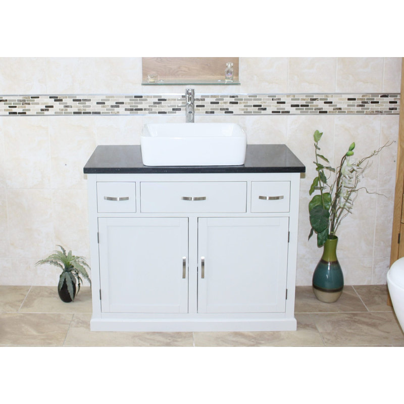 Roderick 1000mm Single Bathroom Vanity with Basin, Black Quartz, Grey